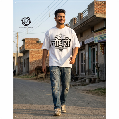 Chaudhay Haryanvi Title Oversized T-shirt Premium Fabric